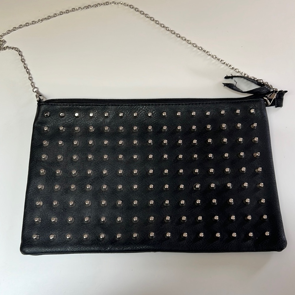 Say What? Faux Leather Studded Crossbody Clutch